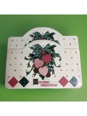 Vintage Franco Christmas Vinyl Placemats 18X12" Hearts Bows Cottagecore Set of 2